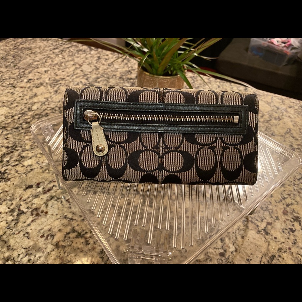 Coach Black and White Zip Wallet